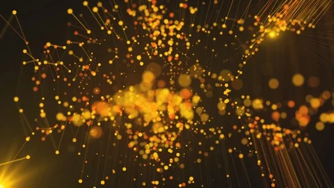 Computer generated abstract beautiful background. Gold particles, dots and lines Video stock 121066269
