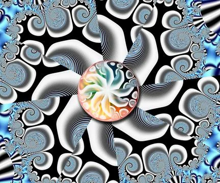 Computer generated abstract colorful fractal artwork Stock Illustration