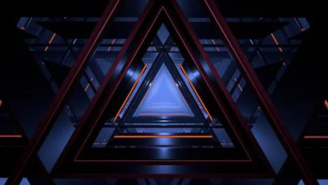 Computer generated abstract futuristic triangle corridor in low key Stock Illustration