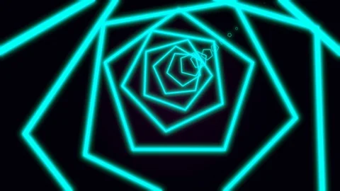 Computer generated abstract neon pentagon tunnel consisting of moving colorful Video stock 123295259