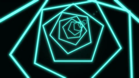 Computer generated abstract neon pentagon tunnel consisting of moving vivid Stock Footage 133013639