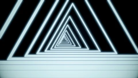 Computer generated abstract neon triangle tunnel consisting of moving vivid Stock Footage 122504621