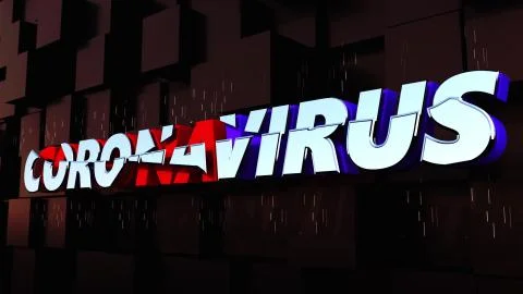 Computer generated background with banner Coronavirus. 3d rendering of Stock-Illustration