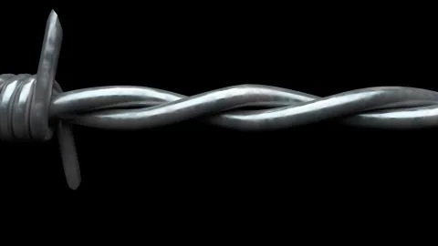 Computer generated background with barbed wire. 3d rendering spinning barbed 스톡 일러스트