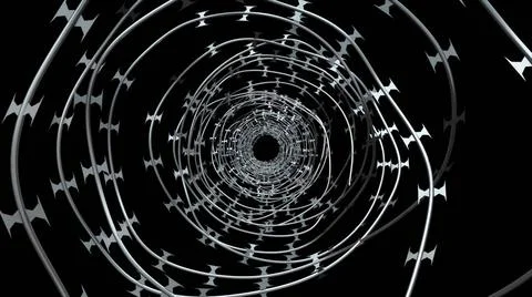 Computer generated background with barbed wire. 3d rendering spinning barb... Foto stock