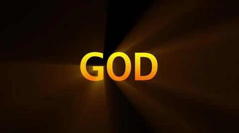Computer generated background with golden banner GOD. 3d rendering of religious Illustrazione stock