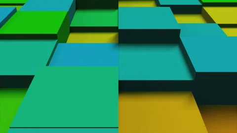 Computer generated background multicolored isometric cubes, top view. 3D Stock Footage 140914638