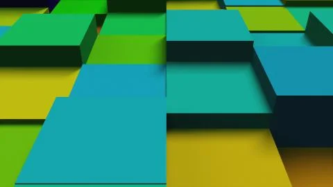 Computer generated background multicolored isometric cubes, top view. 3D Illustrazione stock