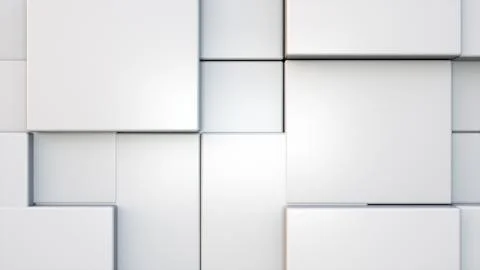 Computer generated background transformation of large rectangles into small. 3d Illustrazione stock