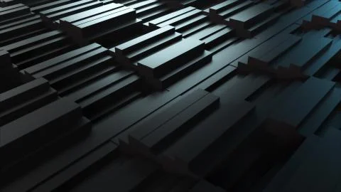 Computer generated background waves of rectangles, top view. 3D rendering Stock Illustration