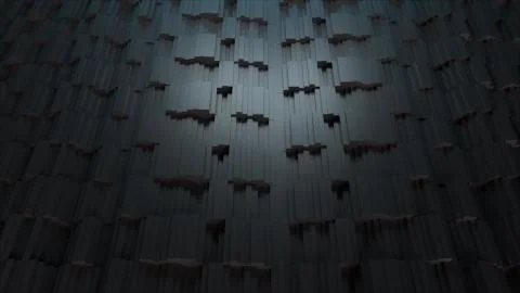 Computer generated background waves of rectangles, top view. 3D rendering Stock Illustration