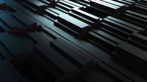 Computer generated background waves of rectangles, top view. 3D rendering Stock Illustration