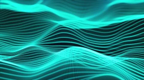Computer generated a big data wave of particles. Color striped effect. 3D ... Stock Photos
