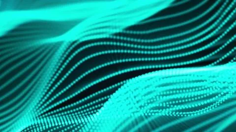 Computer generated a big data wave of particles. Color striped effect. 3D ... Stock Photos