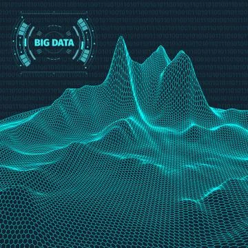 Computer generated binary code landscape on black background . Big Data . Binary Stock Illustration