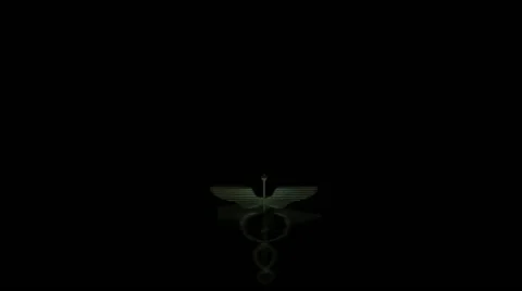 Computer Generated Caduceus Staff Rising from Dark Waters Stock-Footage 65111855