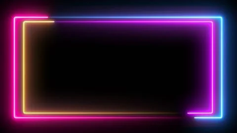 Computer generated color animation. 3D rendering neon box of blue and pink 库存插图
