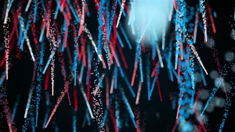 Computer generated colorful particles rain. 3d render chaotic background with Stock Footage 145785825