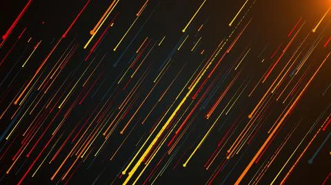 Computer generated colorful particles rain. 3d render chaotic background with Stock Illustration