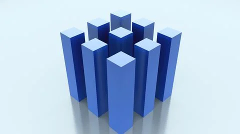 Computer generated a design of nine long rectangles. 3d rendering geometric Stock Illustration