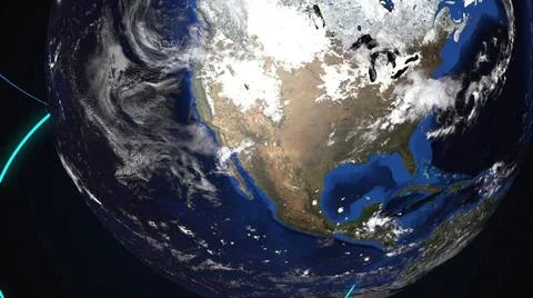 Computer generated Earth connection in outer space. Close-up of a spinning... 스톡 사진