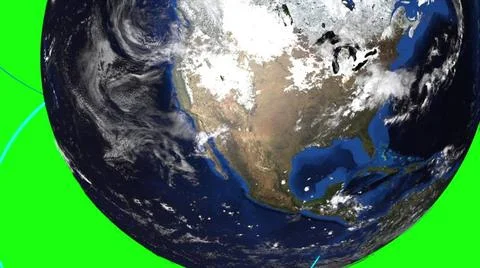 Computer generated Earth connection in outer space. Close-up of a spinning... Stock Photos