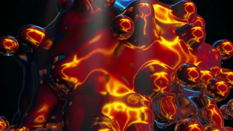 Computer generated explode of metaball. Formation of small spherical shapes in Stock Footage 150173906