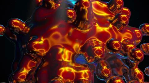 Computer generated explode of metaball. Formation of small spherical shapes in Stock Illustration