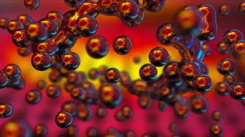 Computer generated explode of metaball. Formation of small spherical shapes in Stock Illustration