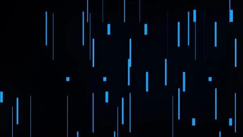 Computer generated fast short shapes lines. 3d rendering of the many vertical Illustrazione stock