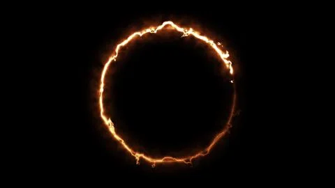 Computer generated fire ring on black background. 3d rendering of abstract fire Illustrazione stock