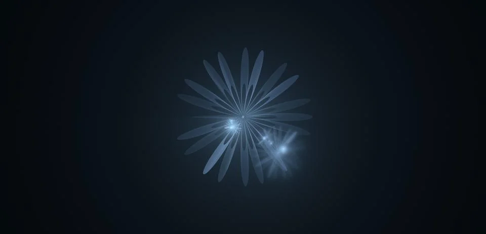 Computer generated fractal abstract background. Blue flowers over dark space Stock Illustration