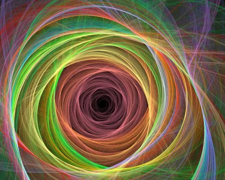 Computer-generated fractal abstraction of glowing spiral rainbow tunnel Иллюстрация