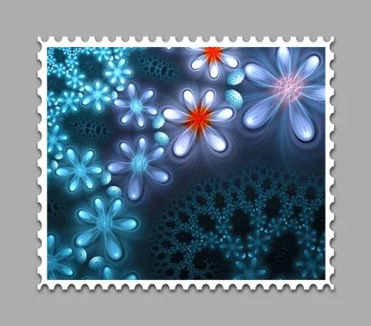 Computer generated fractal artwork stamp template Foto stock