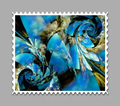 Computer generated fractal artwork stamp template 스톡 사진