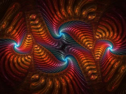 Computer generated fractal of double spiral in blue color. 스톡 일러스트