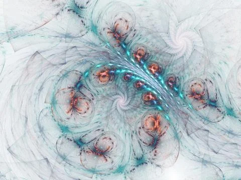 Computer generated fractal of double spiral in blue color. Illustrazione stock