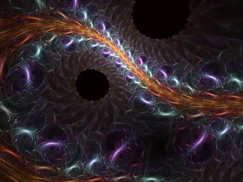Computer generated fractal of double spiral in blue color. Illustrazione stock