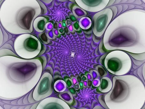 Computer generated fractal of double spiral in blue color. Illustrazione stock