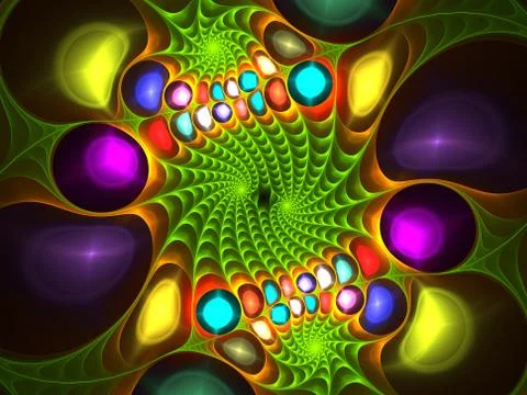 Computer generated fractal of double spiral in blue color. Illustration