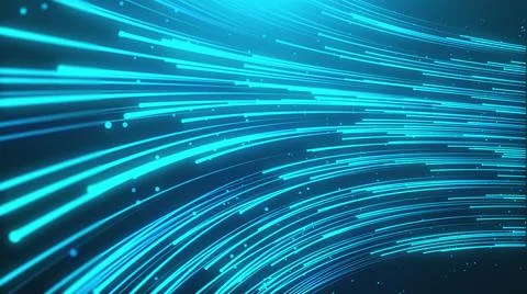 Computer generated futuristic stream. Digital data flow, 3d rendering abstract Stock Illustration