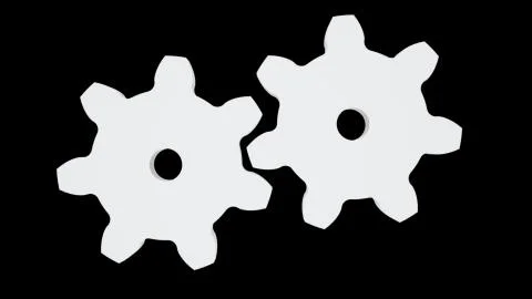 Computer generated the gears are turning slowly on simple background. 3d Stock Illustration