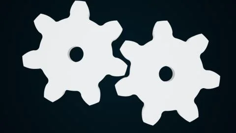 Computer generated the gears are turning slowly on simple background. 3d Stock Illustration