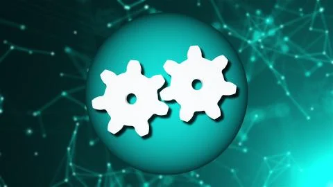 Computer generated the gears are turning slowly on simple background. 3d Illustrazione stock