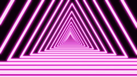 Computer generated geometric tunnel of neon triangles on a black background Stock Footage 127780800