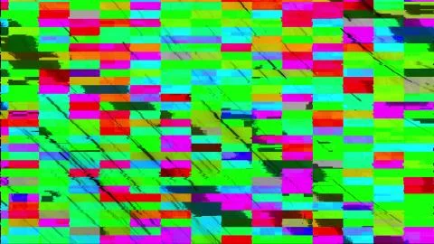 Computer generated glitch. Pixel multi-colored zigzags noise. 3d rendering video Stock Illustration