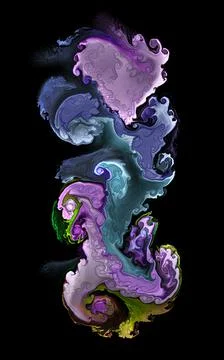 Computer generated green purple turquoise artificial fluid paint splash textu 库存插图