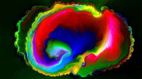 Computer generated green red blue yellow black artificial fluid paint splash  Stock Illustration