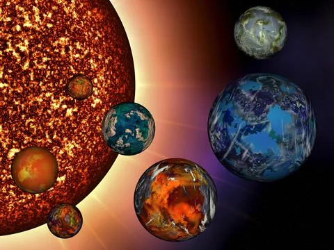 Computer generated high resolution image of the solar system Stock Illustration