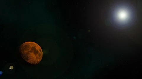 Computer generated high resolution image of the moon and galaxy with stars Stock Photos